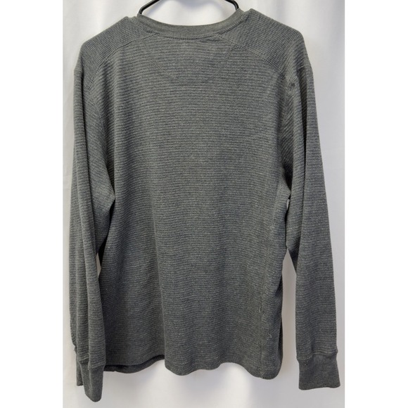 Faded Glory Thermal Henley Shirt Men Large Gray Waffle Knit VTG - Picture 3 of 3